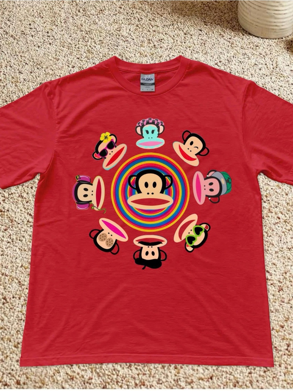 Colorful Paul Monkey Circle Graphic T-shirt